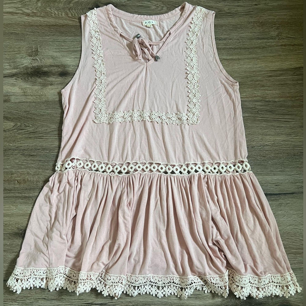 POL Lacey Tunic Tank Top Light Pink Size Medium - Picture 4 of 10